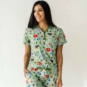 Little Sleepies Women’s Happy Camper Pajama Set Large Top XL Bottoms